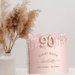 Guest book 90th birthday rose gold glitter drips<br><div class="desc">A guestbook for a feminine and glamourous 90th birthday party.  A stylish rose gold faux metallic looking background with faux glitter drips,  paint dripping look. Add your name,  text.</div>