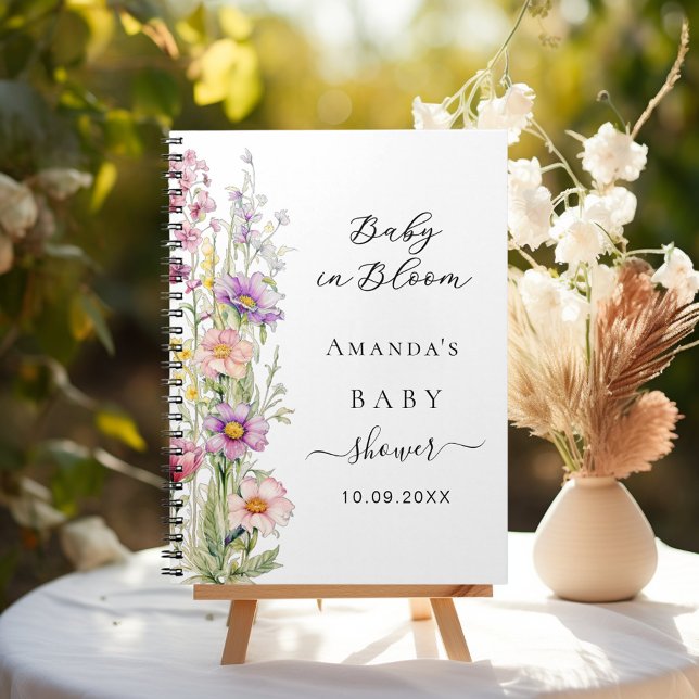 Guest book Baby in bloom pink purple Baby Shower (Creator Uploaded)