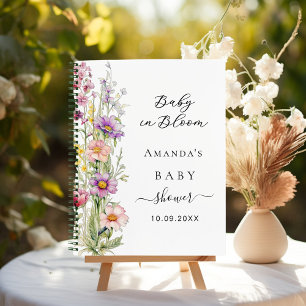 Guest book Baby in bloom pink purple Baby Shower
