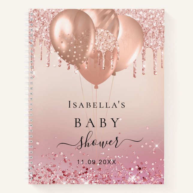 Guest book baby showe rose gold glitter blush (Front)