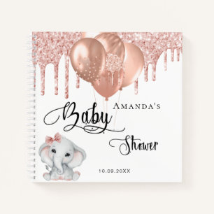 Guest book baby shower blush elephant girl