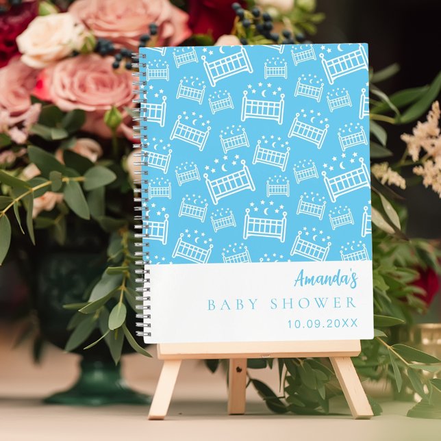 Guest Book Baby Shower Boy blue white cribs (Creator Uploaded)
