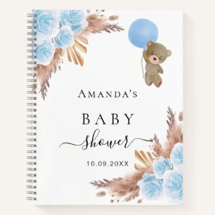 Guest book Baby Shower boy teddy pampas grass