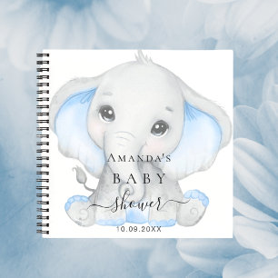 Guest book baby shower elephant boy blue