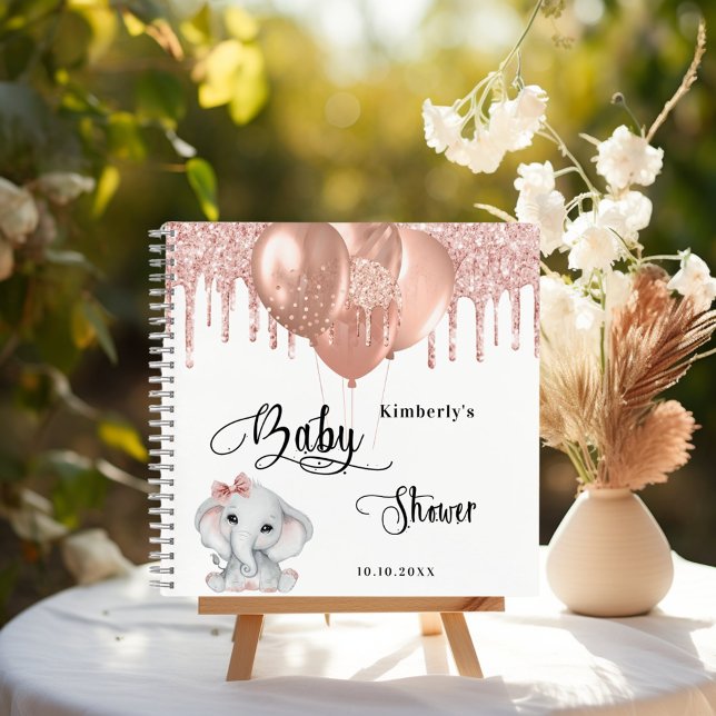 Guest book baby shower elephant rose gold white (Creator Uploaded)