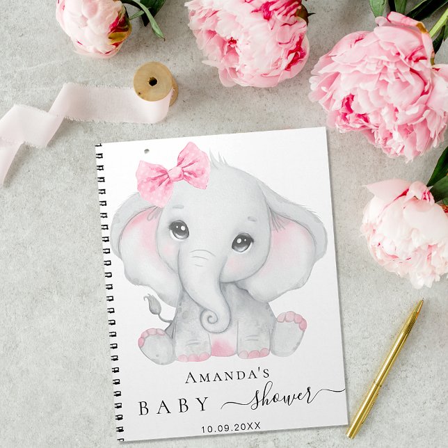 Guest book baby shower girl elephant girl pink (Creator Uploaded)