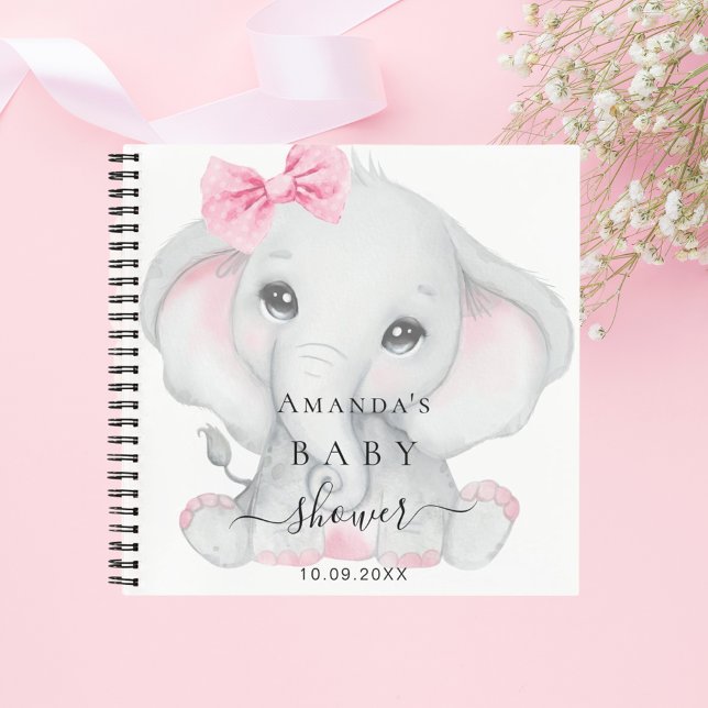 Guest book baby shower girl elephant girl pink (Creator Uploaded)