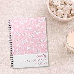 Guest Book Baby Shower Girl pink white cribs
