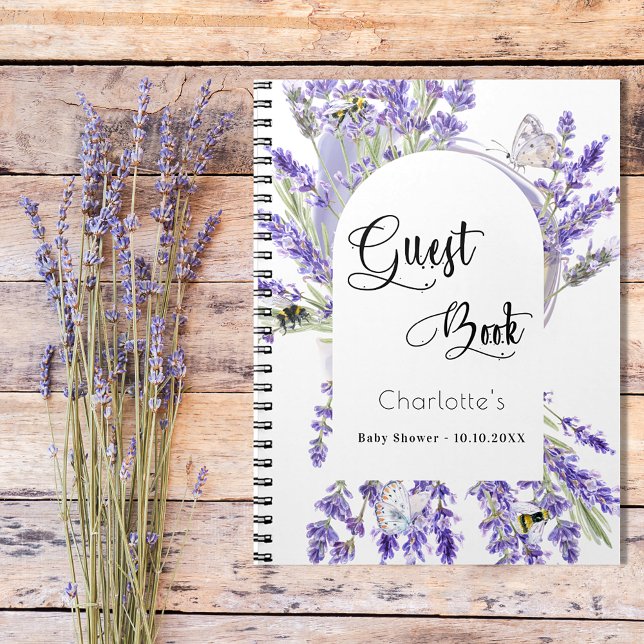 Guest book baby shower lavender violet florals (Creator Uploaded)