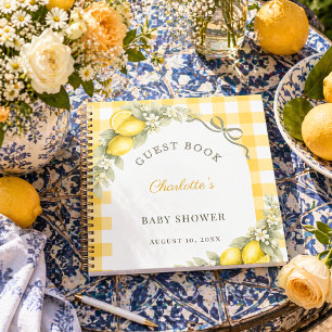 Guest book baby shower lemons gingham summer