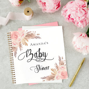 Guest book baby Shower pampas grass rose gold