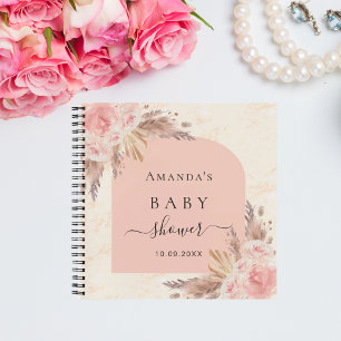 Guest book baby Shower pampas grass rose gold
