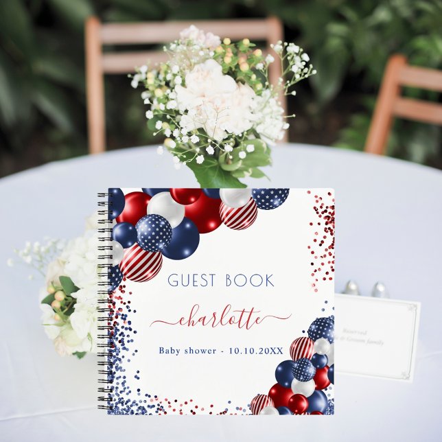 Guest book baby shower patriotic red white blue (Creator Uploaded)