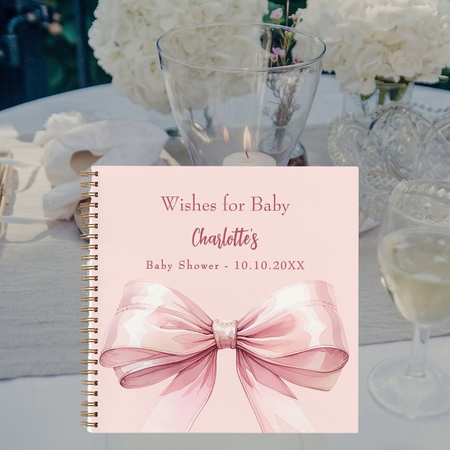 Guest book Baby Shower pink bow girl wishes (Creator Uploaded)