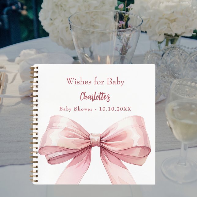 Guest book Baby Shower pink bow girl wishes white (Creator Uploaded)