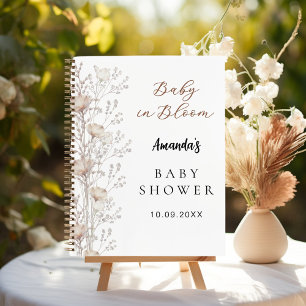 Guest book baby shower wildflowers beige cream