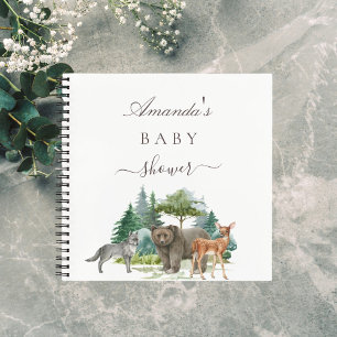 Guest book baby shower woodland animals bear