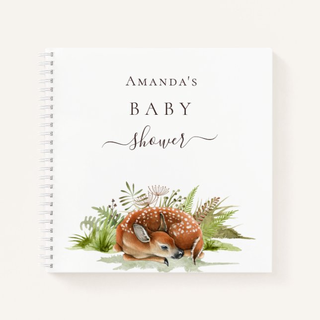 Guest book baby shower woodland animals deer cute (Front)