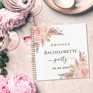 Guest book bachelorette party pampas grass rose