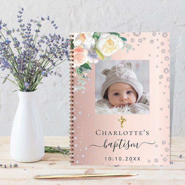 Guest book baptism blush rose gold photo (Creator Uploaded)