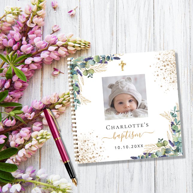 Guest book baptism photo eucalyptus greenery (Creator Uploaded)