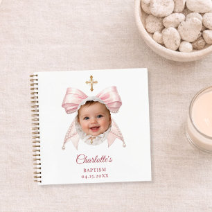 Guest Book Baptism Pink Bow Girl Photo