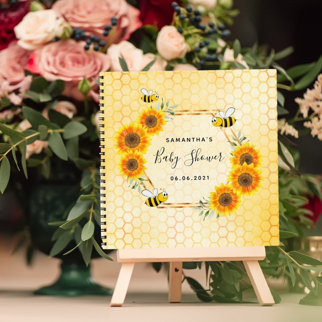 Guest book bee honeycomb sunflowers baby shower (Creator Uploaded)