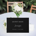 Guest book birthday black silver foil<br><div class="desc">A guest book for a feminine and glamourous 50th (or any age) birthday party.  Black background,  real silver foil text. Personalise and add a name,  age/text.
Spine: add your text.</div>