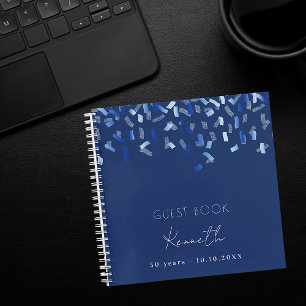 Guest book birthday blue confetti