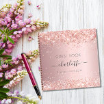 Guest book birthday blush pink glitter monogram<br><div class="desc">A guestbook for a feminine and glamourous 21st (or any age) birthday party.  A stylish blush pink faux metallic looking background with rose gold faux glitter dust. Add your name,  age 21/text.</div>