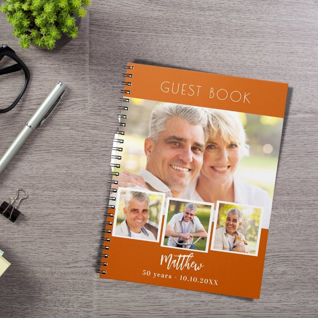 Guest book birthday burnt orange photo collage (Creator Uploaded)