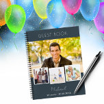 Guest book birthday characoal grey photo collage<br><div class="desc">Create a one-of-a-kind keepsake for your special day with this personalised men’s birthday guestbook. Featuring a stylish charcoal grey background and crisp white text, this guestbook allows you to showcase four of your favourite photos in a unique photo collage design. Personalise it further by adding the birthday man’s name, age,...</div>