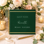 Guest book birthday emerald green gold minimalist<br><div class="desc">Emerald green coloured background,  a faux gold frame.  Personalise and a name and age/date.</div>