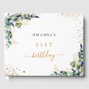 Guest book birthday eucalyptus greenery