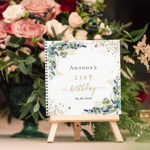 Guest book birthday eucalyptus greenery