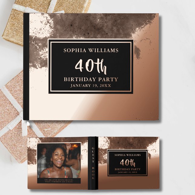 Guest Book Birthday Foil Elegant Photo Luxury (Creator Uploaded)
