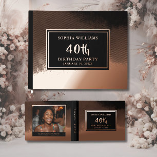 Guest Book Birthday Foil Elegant Photo & Quote