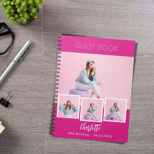 Guest book birthday hot pink photo collage girl (Creator Uploaded)