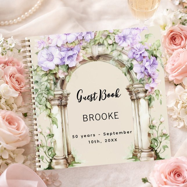 Guest book birthday lavender violet florals arch (Creator Uploaded)