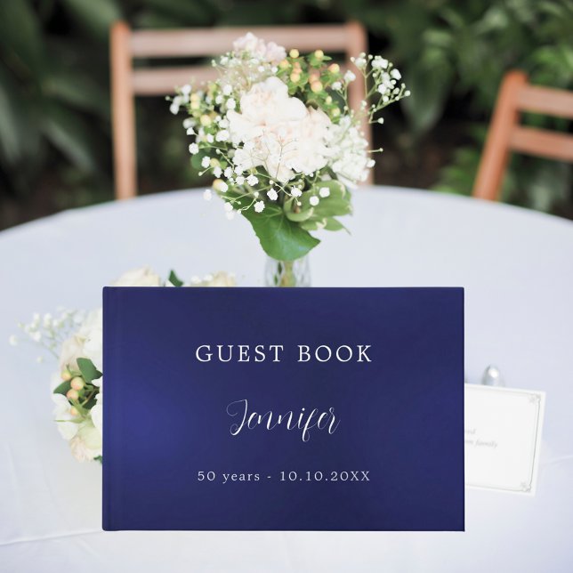 Guest book birthday navy blue silver foil (Creator Uploaded)