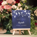 Guest book birthday navy blue white stars name<br><div class="desc">A navy blue background colour with white stars. The blue colour is uneven.  Add your name,  age 21/text.</div>