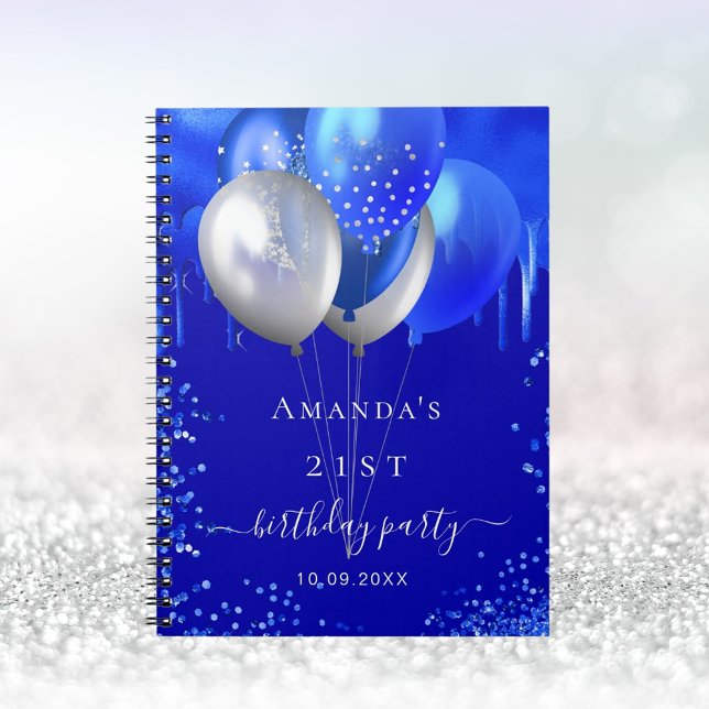 Guest book birthday party royal blue drips (Creator Uploaded)