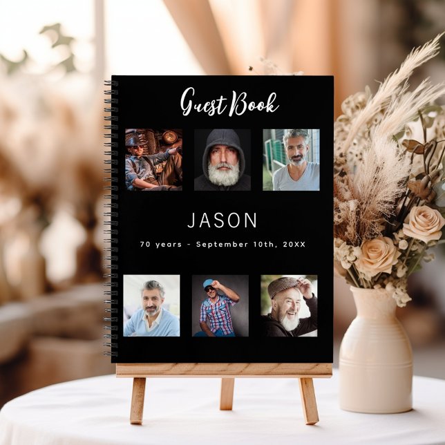 Guest book birthday photo collage black (Creator Uploaded)