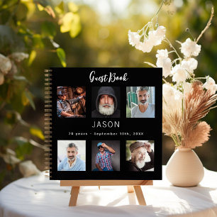 Guest book birthday photo collage black