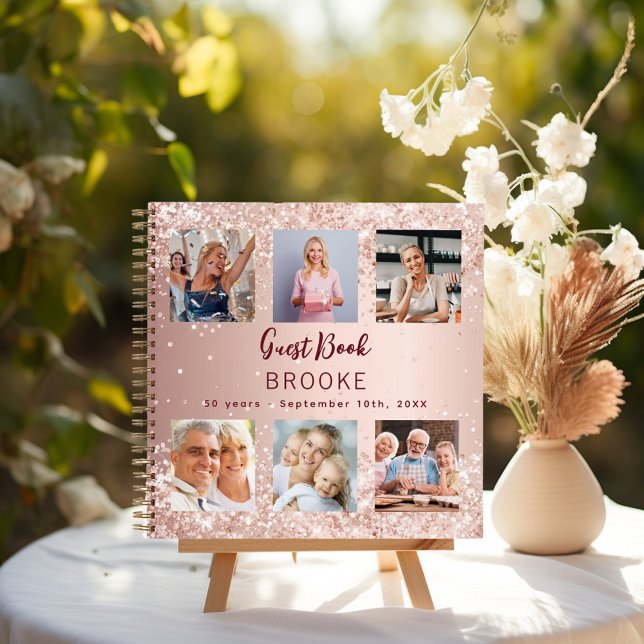Guest book birthday photo collage rose gold (Creator Uploaded)
