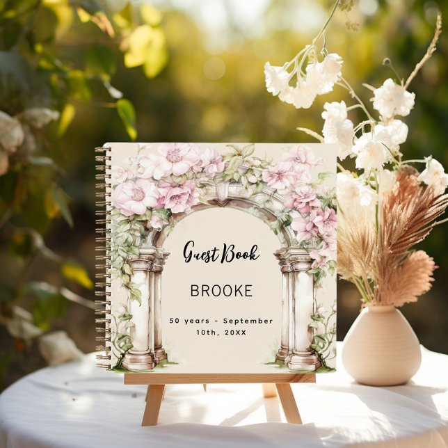 Guest book birthday pink florals arch (Creator Uploaded)