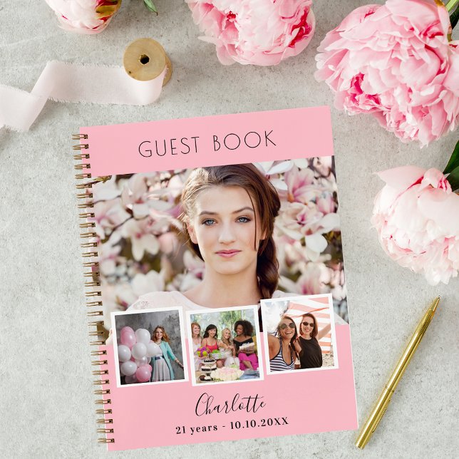 Guest book birthday pink photo collage (Creator Uploaded)