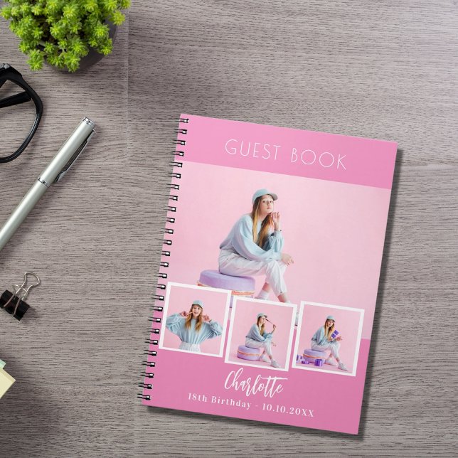 Guest book birthday pink photo collage girl (Creator Uploaded)