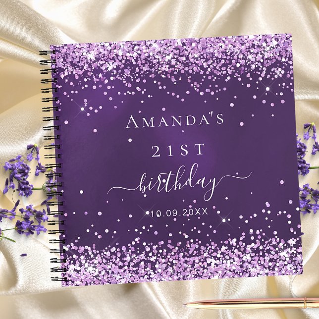 Guest book birthday purple glitter name (Creator Uploaded)