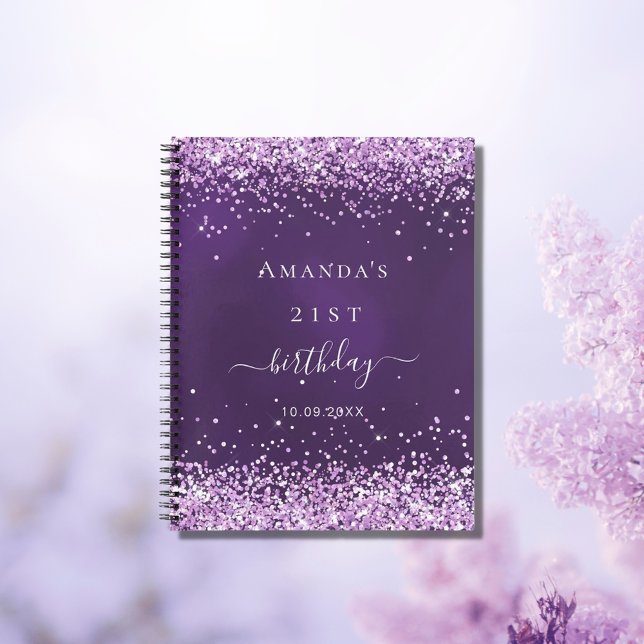 Guest book birthday purple glitter name (Creator Uploaded)